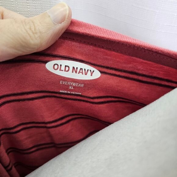 Old Navy Pink Striped Cotton Everywear Long Sleeve Shirt Size XL - Picture 6 of 9